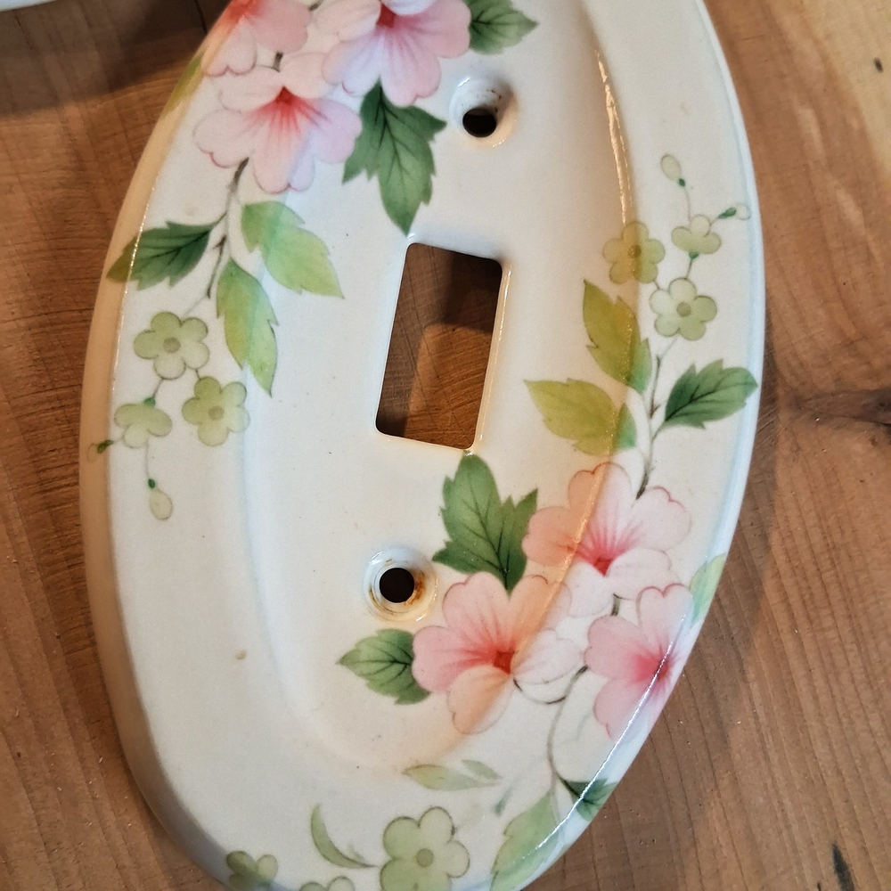 👒VTG Ceramic Pink Dogwood Floral Wall Plate Set | Oversized Oval🌈 - Picture 3 of 5
